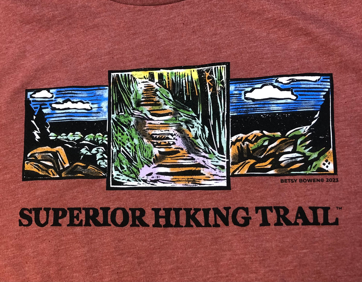 Woodcut Design Long Sleeve Tee Full Color – Superior Hiking Trail